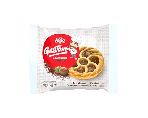 Image of Gastone Lago Crostatine Cocoa Tarts, 1.41 oz (6 Count) - Italian Shortcrust Pastry with Rich Cocoa Filling, Individually Wrapped Snack Cakes