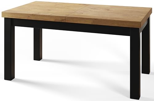 Mesa de comedor rectangular extensible – Moderna mesa de salón cocina y mesa de comedor – Mesa con patas de madera de construcción estable, dimensiones de 120 – 160 cm – Color Lancelot – Colección