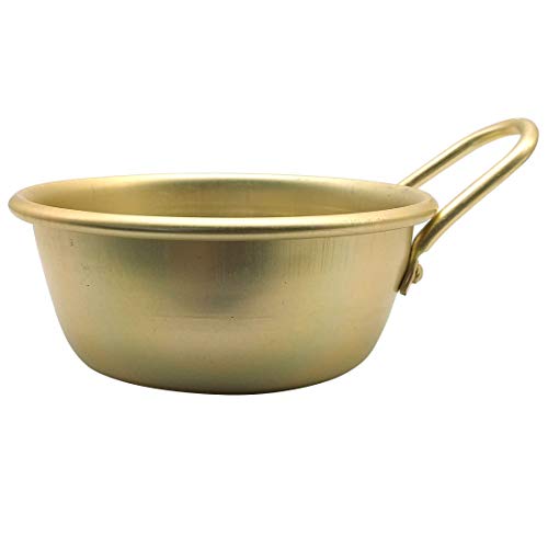 Garasani 2 Pack Korean Traditional Wine Bowls, Korean Wine Bowl, Hiking Soup Dish, Aluminum, Yellow (4.7 Inches) #TOP5
