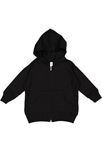 RABBIT SKINS Infant Fleece Long Sleeve Full Zip Hooded Sweatshirt (Black, 6 Months)