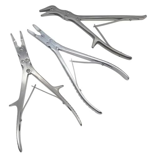 Image of by Hospiclub Orthopaedic Bone Nibbler Rongeur Straight Double Action Stainless Steel Orthopedic /Spine Surgical Instrument (STRAIGHT+ANGULAR+CURVED)