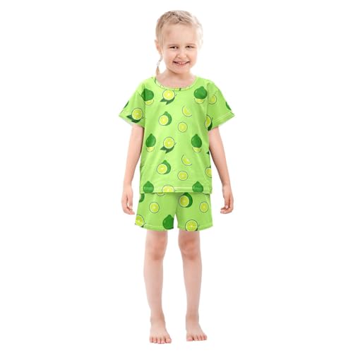 Lime Leaves Green Pajama Set Short Sleeve tag1 5Y3