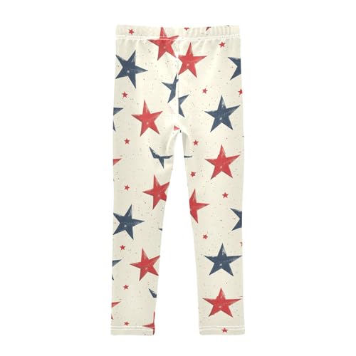 Vintage Red Blue Stars Girls Leggings Kids Yoga Pants Dance Active Tights 4T2