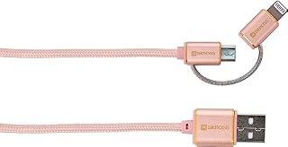 SKROSS Kabel 2 w 1 w kolorze różowego złota ze złączem Lightning i złączem micro USB do urządzeń Apple i Android długość 1 m certyfikat Apple
