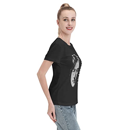 Wkkout John Lennon Imagine T-shirt pour femme 100 % coton classique Noir Taille S à XXL - Les Beatles, Paul McCartney, John Lennon, RIngo Starr, George Harrison Wkkout John Lennon Imagine T-shirt pour femme 100 % coton classique Noir Taille S à XXL – Image 6