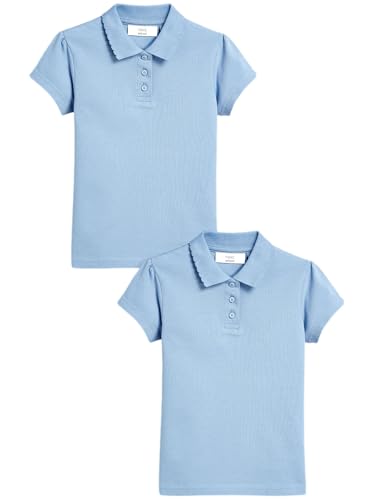 NEXT - NEXT Fille Polo Standard à Manches Courtes 100% Coton, Lot de 2 Bleu 8 Ans