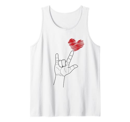 American Sign I Love You Hand Sign ASL Heart Women Kids Men Tank Top