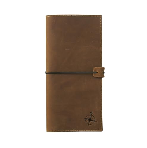 Image of Leather Travel Wallet with Passport Holder - Genuine Leather Case with RFID Blocking for Men and Women - Passport Wallet, Leather Folding Wallet for Passports, Brown, tall, Tall