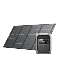EF ECOFLOW Portable Power Station DELTA 3 Max Plus with 400W Bifacial Solar Panel, 1000W Solar Input, Expandable Capacity Up to 10kWh, 10ms UPS, Portable Power Station 2048Wh, Home Backup & RV Camping