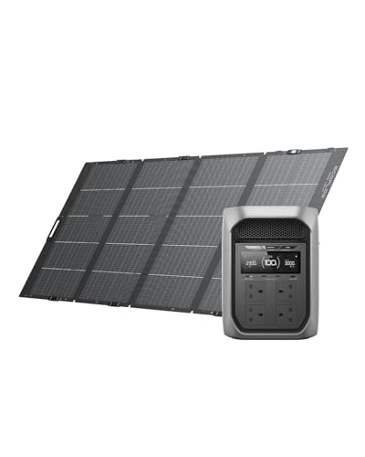 EF ECOFLOW Portable Power Station DELTA 3 Max Plus with 400W Bifacial Solar Panel, 1000W Solar Input, Expandable Capacity Up to 10kWh, 10ms UPS, Portable Power Station 2048Wh, Home Backup & RV Camping