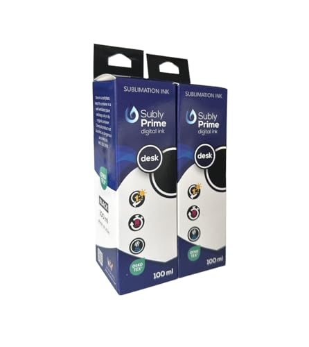 WIPRIME Sublimation Ink Refill - 2-Pack 100ml Black for Printers | Heat Transfer Ink for T-Shirts, Mugs & More