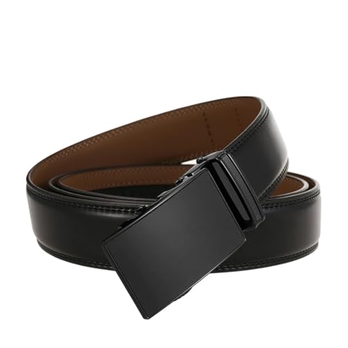 Men's Leather Belt Automatic Buckle Belt Male 30Mm Non-Porous Thin Belt Brown 1 105cm3