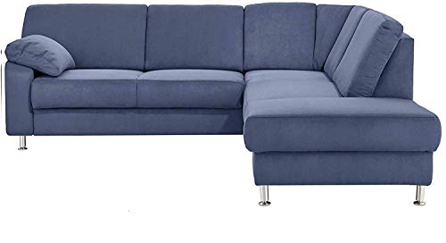 CAVADORE Belfast Canapé d'angle Droit en Microfibre avec Noyau à Ressort et Coffre de lit Bleu...