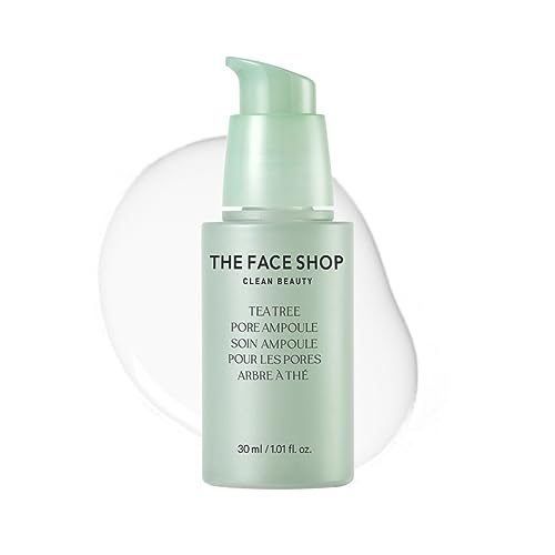 The Face Shop Tea Tree Pore Ampoule - Soothes & Moisturizes Skin, Exfoliating, Hydrating Face Serum, Minimizes Pores - AHA, BHA, PHA, Hyaluronic Acid, Panthenol - Korean Skin Care Moisturizer