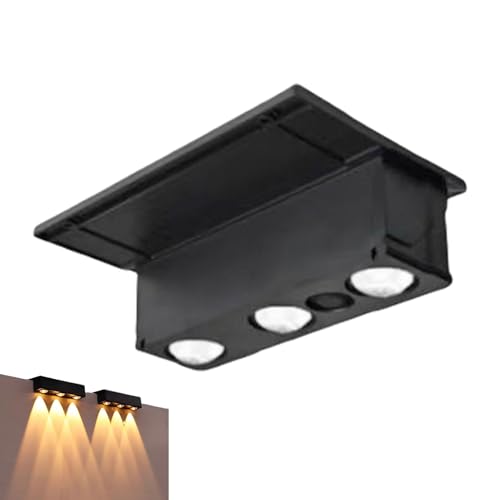 Outdoor Solar Fence Lights - Waterproof LED Lamp for Stairs - Decorative Automatic Smart Fence Lights for Poolside Patio Path Deck Backyard Front Yard Porch Steps Garage