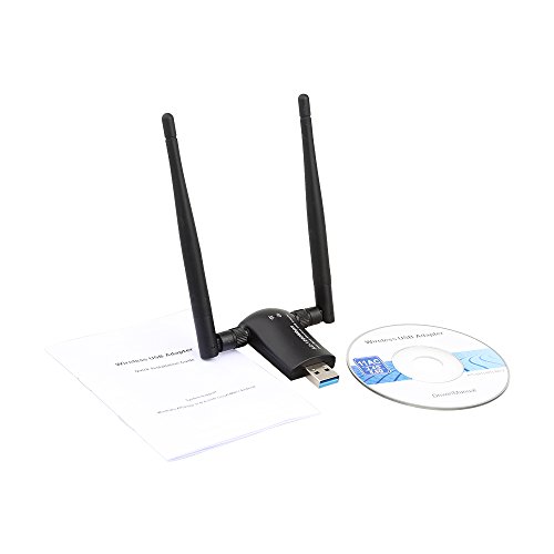 Flybiz Chiavetta WiFi 1200Mpbs, Adattatore USB 3.0 WiFi, Dual Band Wireless Adapter WiFi con Antenna 5dBi (300Mbps/2.4GHZ, 867Mbps/5.8GHZ) 802.11ac, per Windows XP/Vista/7/8/10, Linx2.6X; Mac OS X