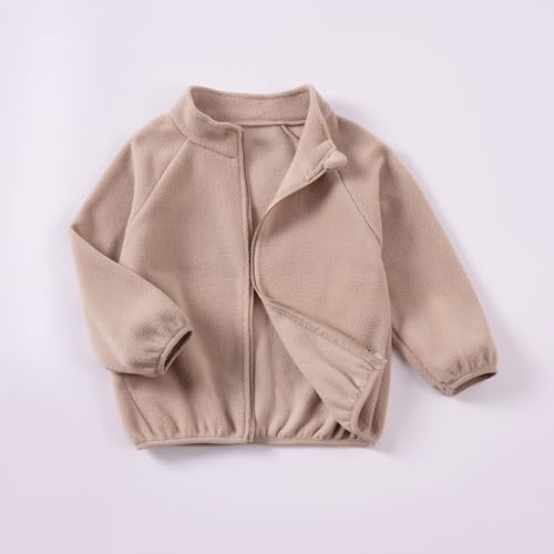 Toddler Kid Polar Fleece Sweatshirt Solid Color Long Sleeve Stand Collar Zipper Closure Cardigan Lightweight Jacket2