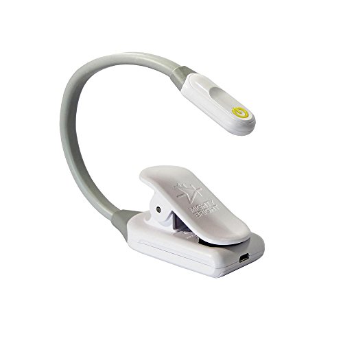Mighty Bright WonderFlex 2 LED Clip On Book Light with Adjustable Silcone Neck for Comfort & Flexibility, White