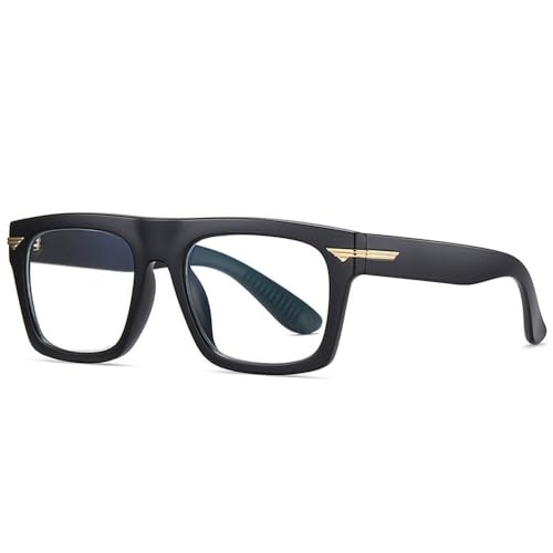 Lunettes rétro carrées noir mat monture tendance verres transparents