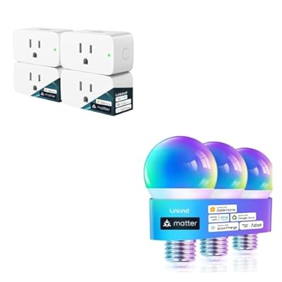 Linkind Matter Samrt Bulb 3 Pack Bundle with Matter Smart Plug 4 Pack