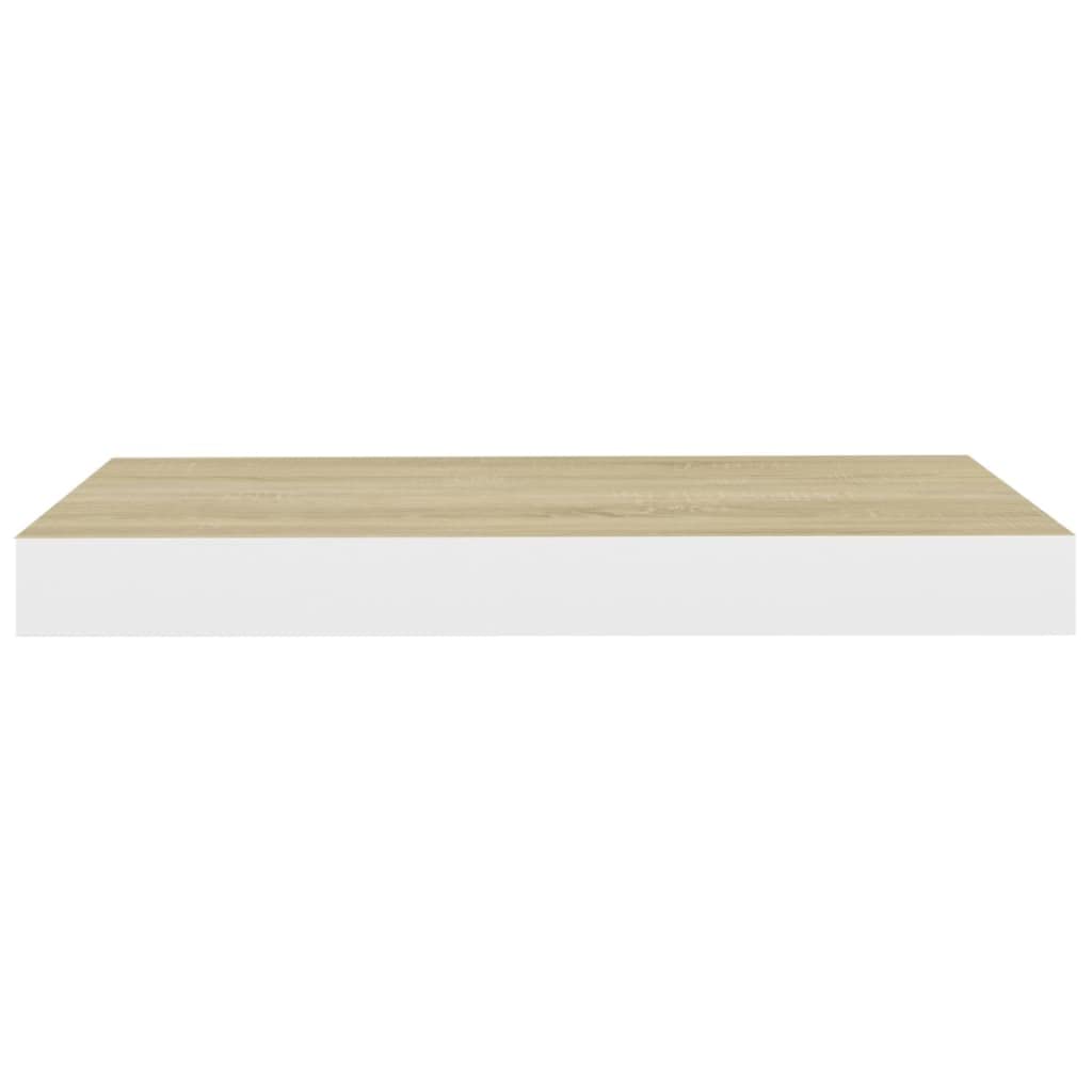 Scaffali a Parete 4 pz,Mensole da muro design Mensole cameretta Mensole da muro angolare Per soggiorno, studio, bagno, cucina Rovere e Bianco 50x23x3,8 cm in MDF