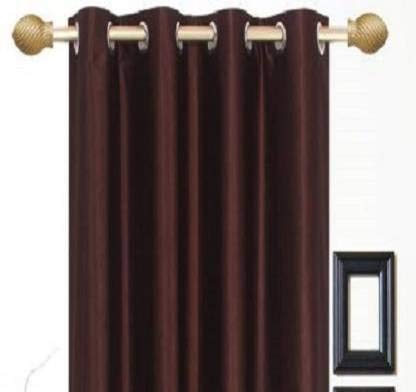 Image of Parda Sansar Polyresin Solid Window Curtain, 5 Feet, Brown, Pack of 4