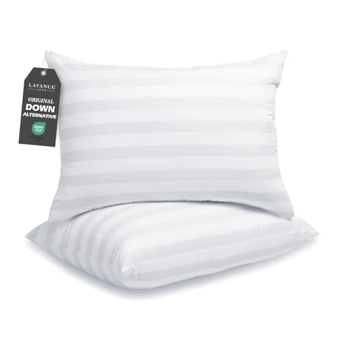LAVANCE Pillows Queen Size Set of 2 Hotel Collection Pillows 3D Down Alternative Fiber Filling Soft Bed Pillows for Back, Stomach or Side Sleepers-1.2