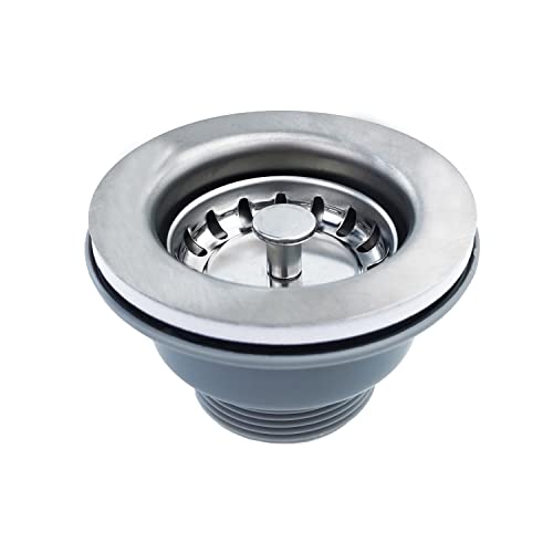 Qrity Bonde d'évier sans trop plein panier inox ø 84 mm 1½", Acier inoxydable + ABS, Bonde + Panier Cover