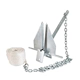 Fetuero Boat Anchor Kit 8.5 LB Galvanized Fluke Anchor with Anchor Chain and Boat Anchor Rope Set Boat Anchors for 12-22ft Boats Pontoon,Yacht,and Sail