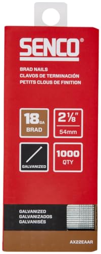 SENCO AX22EAAR 2-1/8" 18 Gauge Brad Nails, Galvanized Finish Nails for Wood, Trim and More, Collated, 1,000 Count Pack