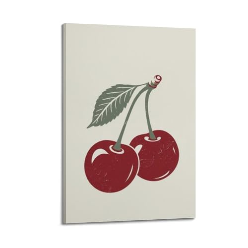 Poster rétro cerises JIDUHON tableau décoration murale toile encadrée