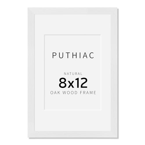 8x12 Oak Wood Picture Frams - Minimalist 8x12 Oak Wood Frames, 8"x12" Picture Frame Wood, Natural Solid Wooden Picture Frames for Wall Art Photo and Prints(1 Pack, White)