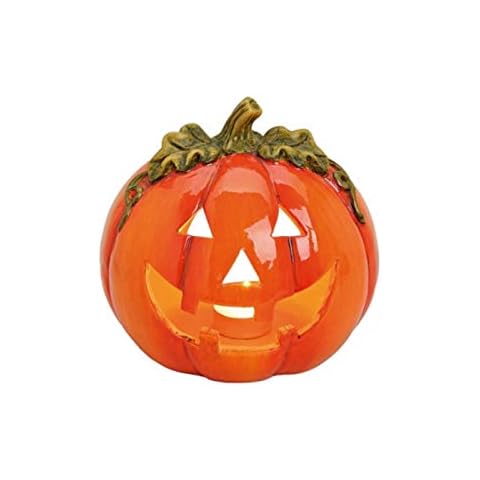 Halloween Deko Windlicht Teelichthalter Kerzenhalter „Kürbis mit Gesicht“ aus Ton glänzend Cover