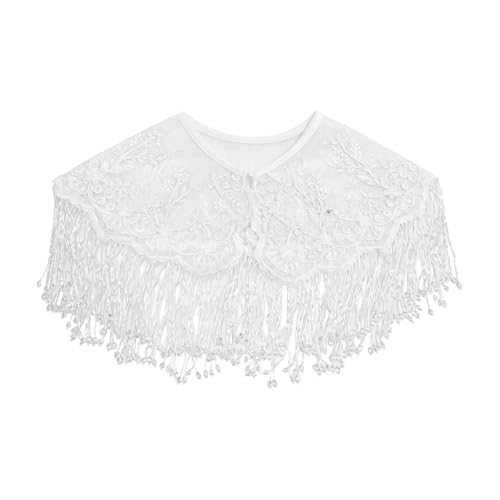 Cuello capelet con flecos accesorio extraíble ligero para renovar ropa básica 6