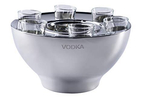 Rafraîchisseur de vodka « VODKA » en acier inoxydable + 6 verres à shot argentés Cover