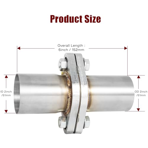 Image of PTEROSAUR 2 Exhaust Flange,Exhaust Flange Repair Piping Kit,2 Bolt Gasket Quick Fix Pipe Repair,Stainless Steel Exhaust Flange Pipe (2 inch, 6 inch long)