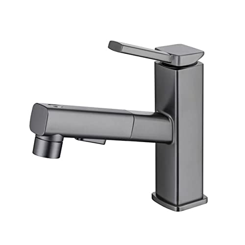 NBYGSC Lavello spruzzatore spruzzo Estraibile Mixer con Doppia modalità Retrattile estesibile Leva Fredda e Acqua Calda a Manico Singolo Faucet di gabinetto per Bagno, Grigio