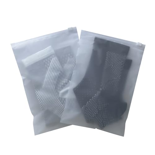 100Pcs Sock Packaging Bags for Shipping - 6x9 inch Frosted Zipper Plastic Bags for Travel Storage -Clear Bag for Toiletries, small panties, cosmetics | No Vent Holes