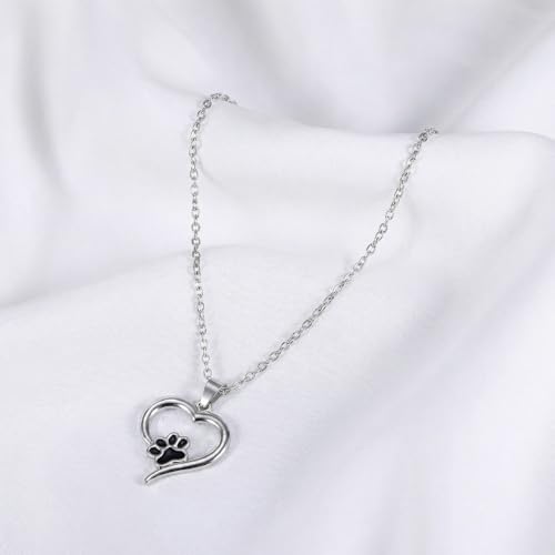 FRCOLOR Haustier Halskette Mit Herz- Und Pfotenanhänger Aus Legierung Für Hunde Und Katzen Schmuck Geschenk Für Tierliebhaber Bei Geburtstag Hochzeit Und Festen