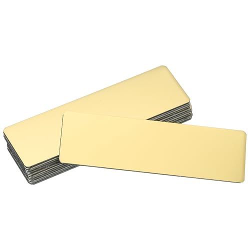 QUARKZMAN 12Pcs Placas Identificación Blanco 3.1 X 1' Placa Nombre Metal Grabada Con laser Adhesivo Fuerte Identificación Aluminio Anodizado Personalizadas Blanco Para Señales Dorado