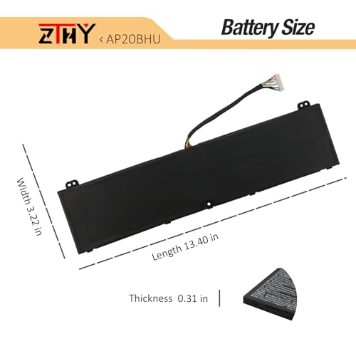 Image of ZTHY AP20BHU Laptop Battery Replacement for Acer Predator Triton 500 SE 16 inch PT516-51S PT516-52S PT516-51S-70TP PT516-51S-71Q2 PT516-51S-76LF PT516-52S-726W PT516-52S-73YD Series 15.2V 99.98Wh 6578mAh