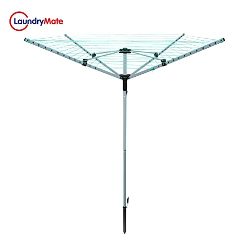 1 Click Buy Heavy Duty 4 Arm Rotary Airer Clothes Garden Washing Line Dryer Folding Outdoor Rotary Clothes 50m Airer/Dryer Washing Line With Ground Spike Or Socket And Waterproof Protective Cover - Image 4