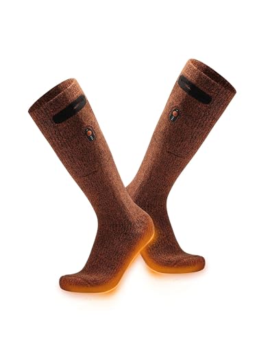 ORORO Heated Socks for Women Men Up to 11 Hours of Warmth Electric Heated Socks with Battery (Mixed Orange M)