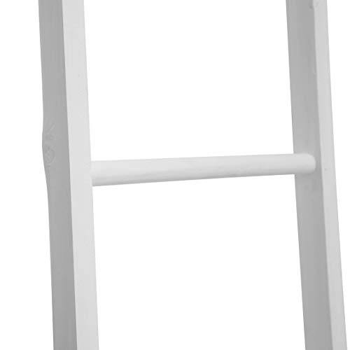FUIN 6 Ft Wood Wall Leaning Decorative Ladders Shelves Rack for Blanket Quilt Towel Throws Scarves Storage, Rustic Farmhouse Bathroom Bedroom, White