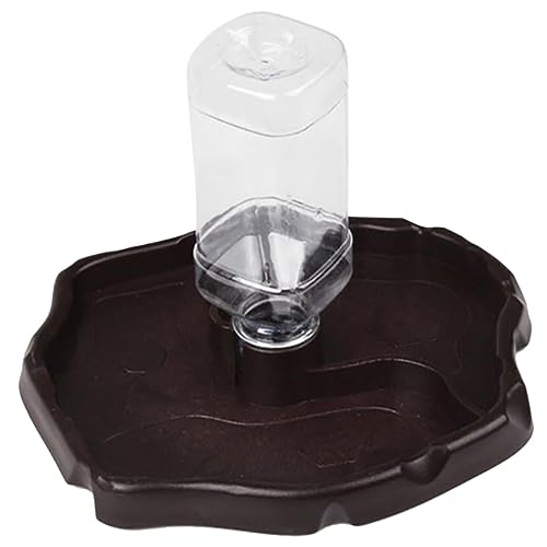 HANABASS 爬虫類用自動給水器 深?色 滑らか表面多機能水皿 耐久プラスチック製 な餌皿としても使用可能 爬虫類飼育に