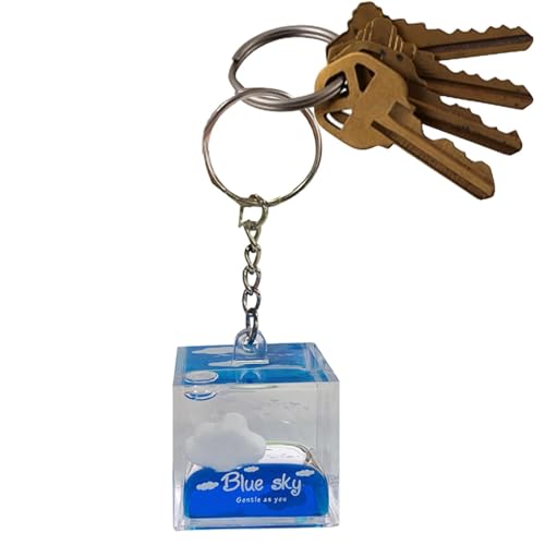 Porte-clés d’eau, porte-clés liquide mignon,Chaîne de clés de nuages liquides flottants carrés acryliques | Porte-clés jouets pour filles et femmes, porte-clés de voiture, ornement à suspendre, pend