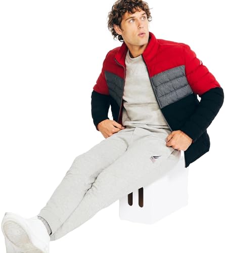 Image of Nautica Men's Reversible Quilted Puffer Jacket -Midweight Mechanical Stretch Winter Coat