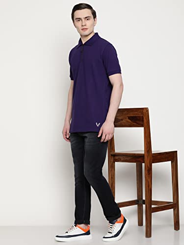 Image of UZARUS Men's Solid Cotton Regular Fit Polo T-Shirt