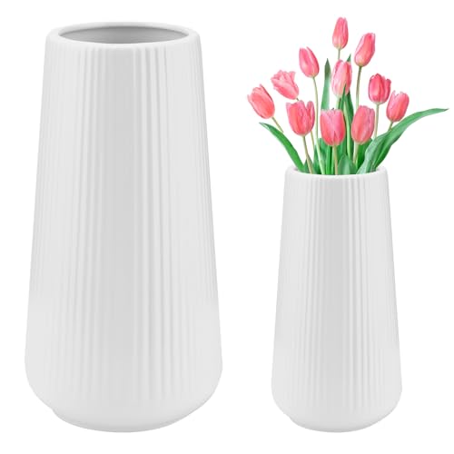 Miawtro Vase, Tulpenvase Modern Weiß, Deko Wohnzimmer Blumenvase, Dekorative Vasen für Pampasgras Deko, Nordisch Vase Modern für Blumen Trockenblumen Heimdekoration für Tisch Büro Tischdeko Miawtro Vase, Tulpenvase Modern Weiß, Deko Wohnzimmer Blumenvase, Dekorative Vasen für Pampasgras Deko, Nordisch Vase Modern für Blumen Trockenblumen Heimdekoration für Tisch Büro Tischdeko