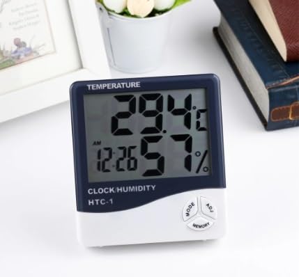 Relógio Tela LCD Digital com Medidor Umidade do Ar Temperatura e Alarme de Mesa alternável entre °C